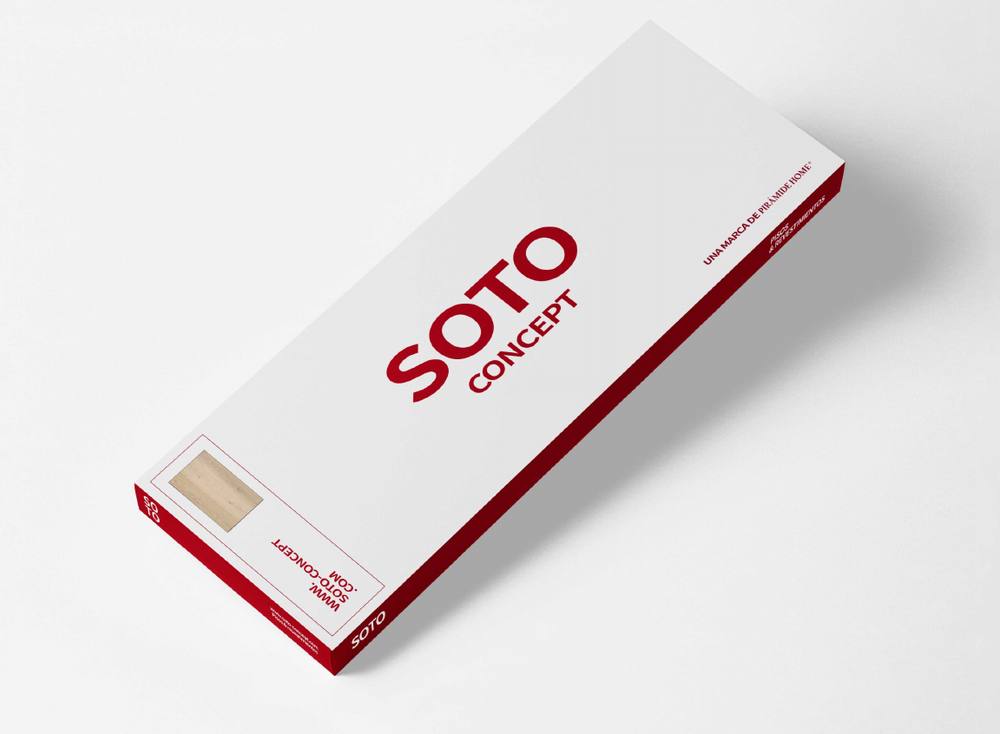 Caja de producto SOTO Concept con muestra